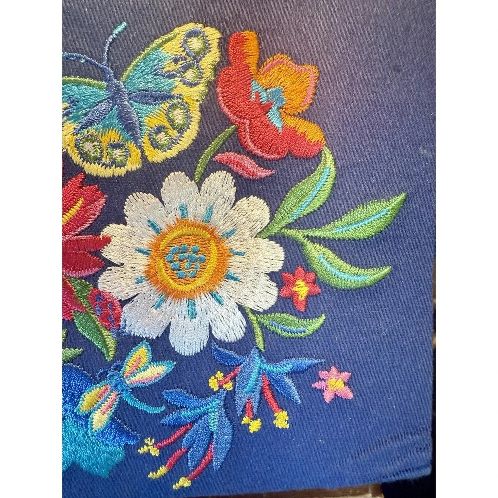 Brighton French Garden Jewelry Box Embroidered Flowers Butterfly Blue NEW w/ TAG